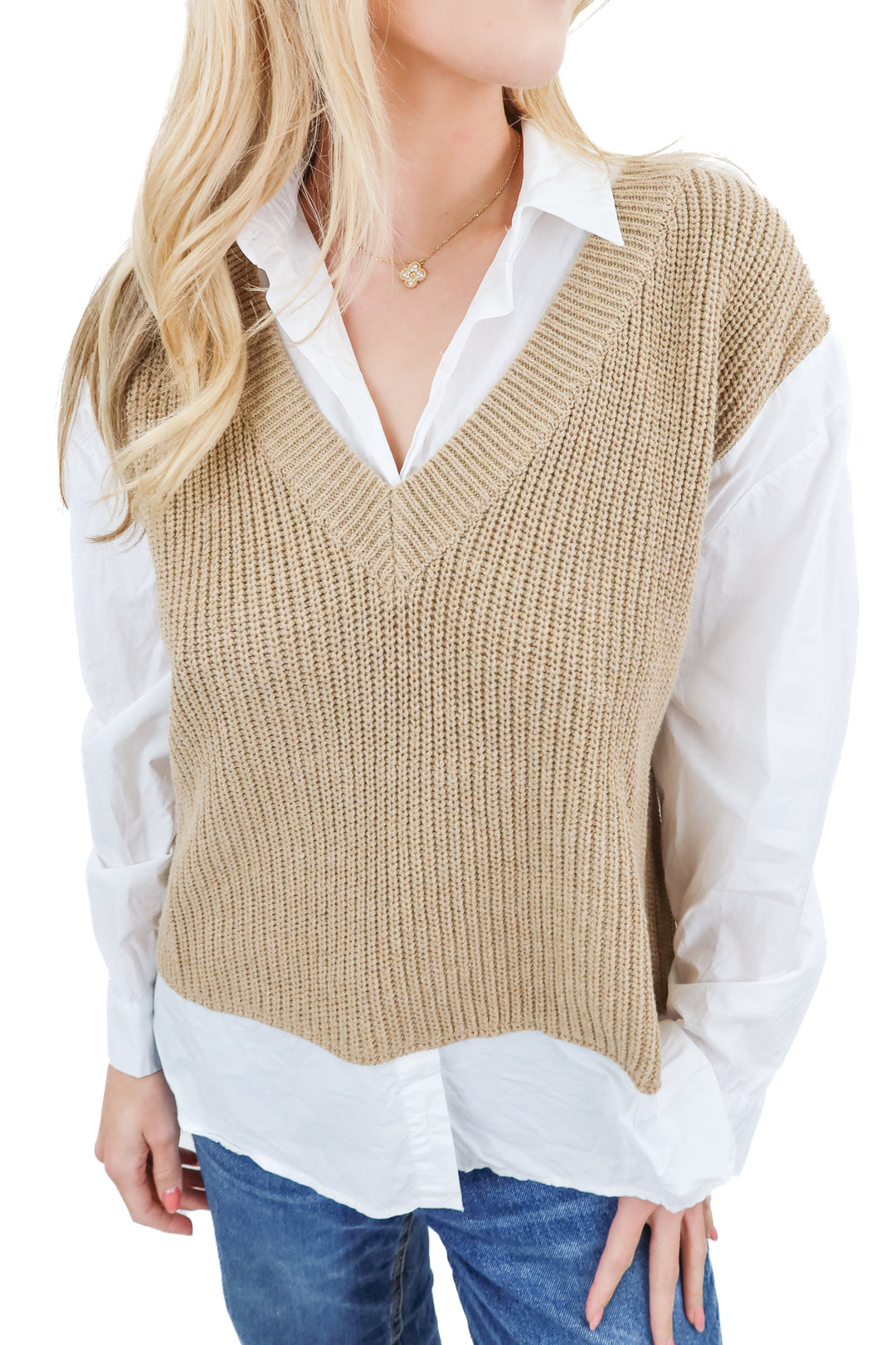 Vici tan sweater vest top (S)