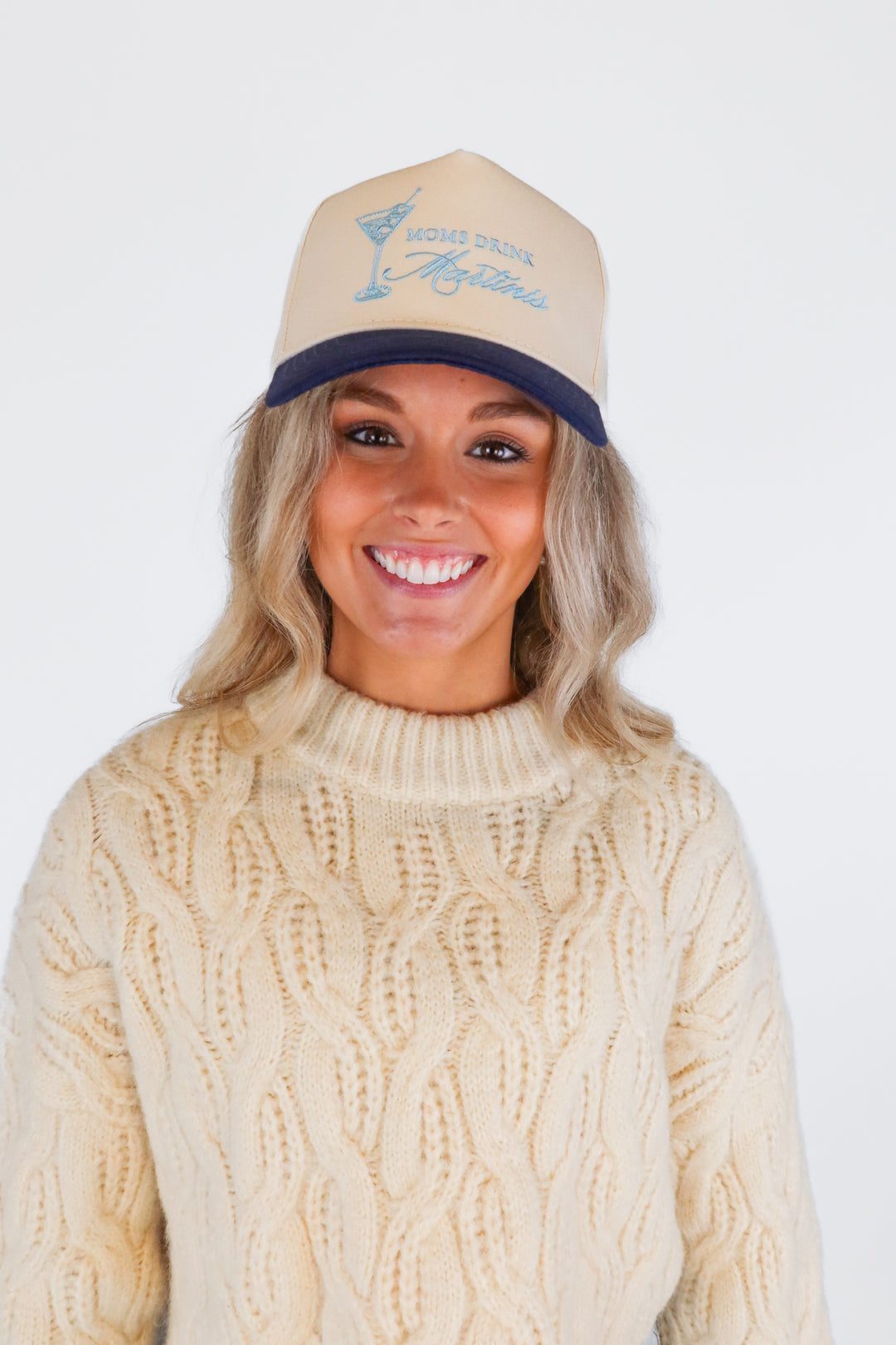 Kenz Kustomz Beige/Navy Moms Drink Martinis NWOT