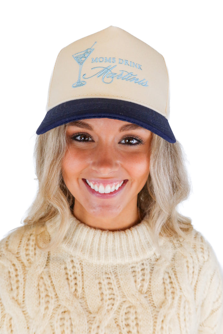 Kenz Kustomz Beige/Navy Moms Drink Martinis NWOT