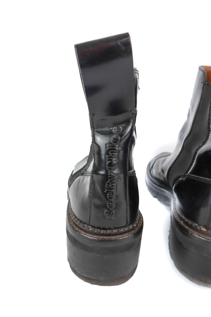 See by Chloe black combat boots (39)