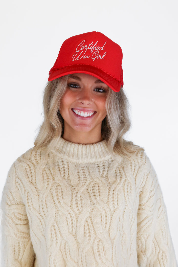Red Certified Woo Girl Trucker Hat