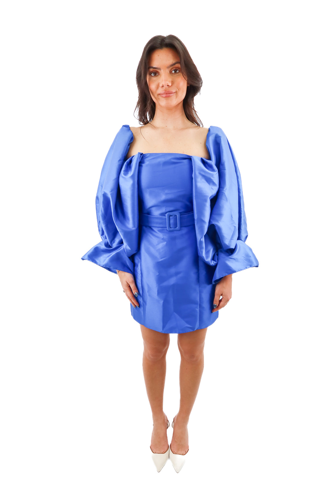 asos royal blue puff sleeve mini dress (8)