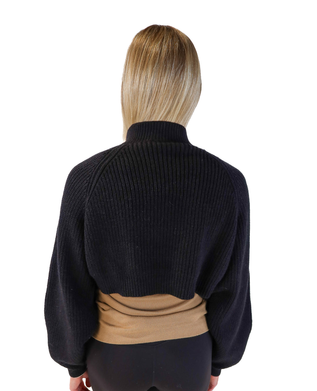 Vici black cropped open front sweater (M; retails for $64)