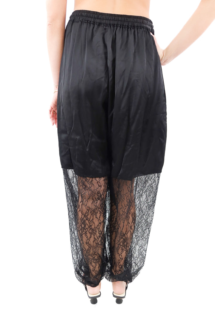zara black satin & lace balloon pants nwt (s; retail $99.90)