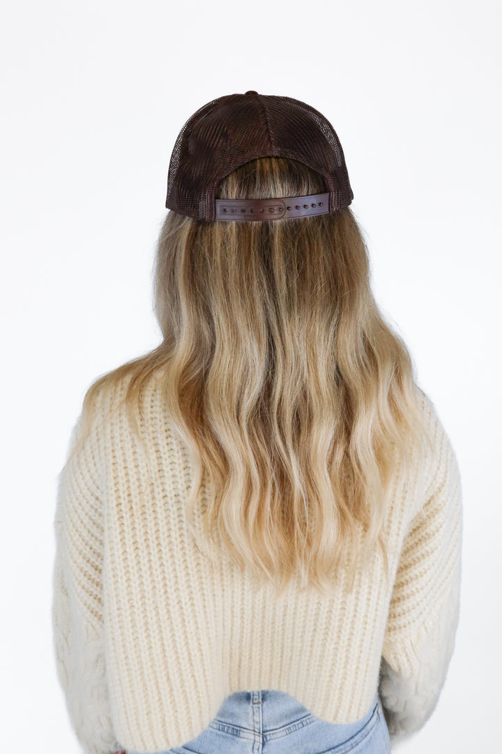 Carly Jean Beige/Brown Surfing Cowgirls Trucker Hat