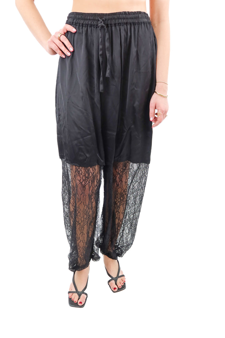 zara black satin & lace balloon pants nwt (s; retail $99.90)
