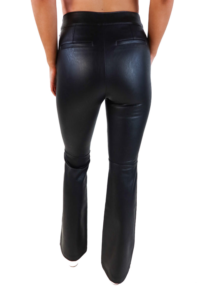 Spanx black faux leather flare pants NWT (s; retails for $148)