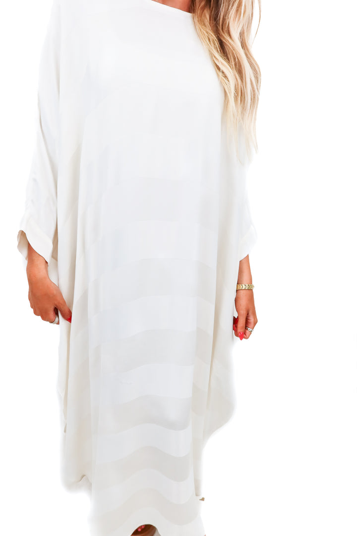 recreo san miguel cream striped cover up (OS; retail $475)