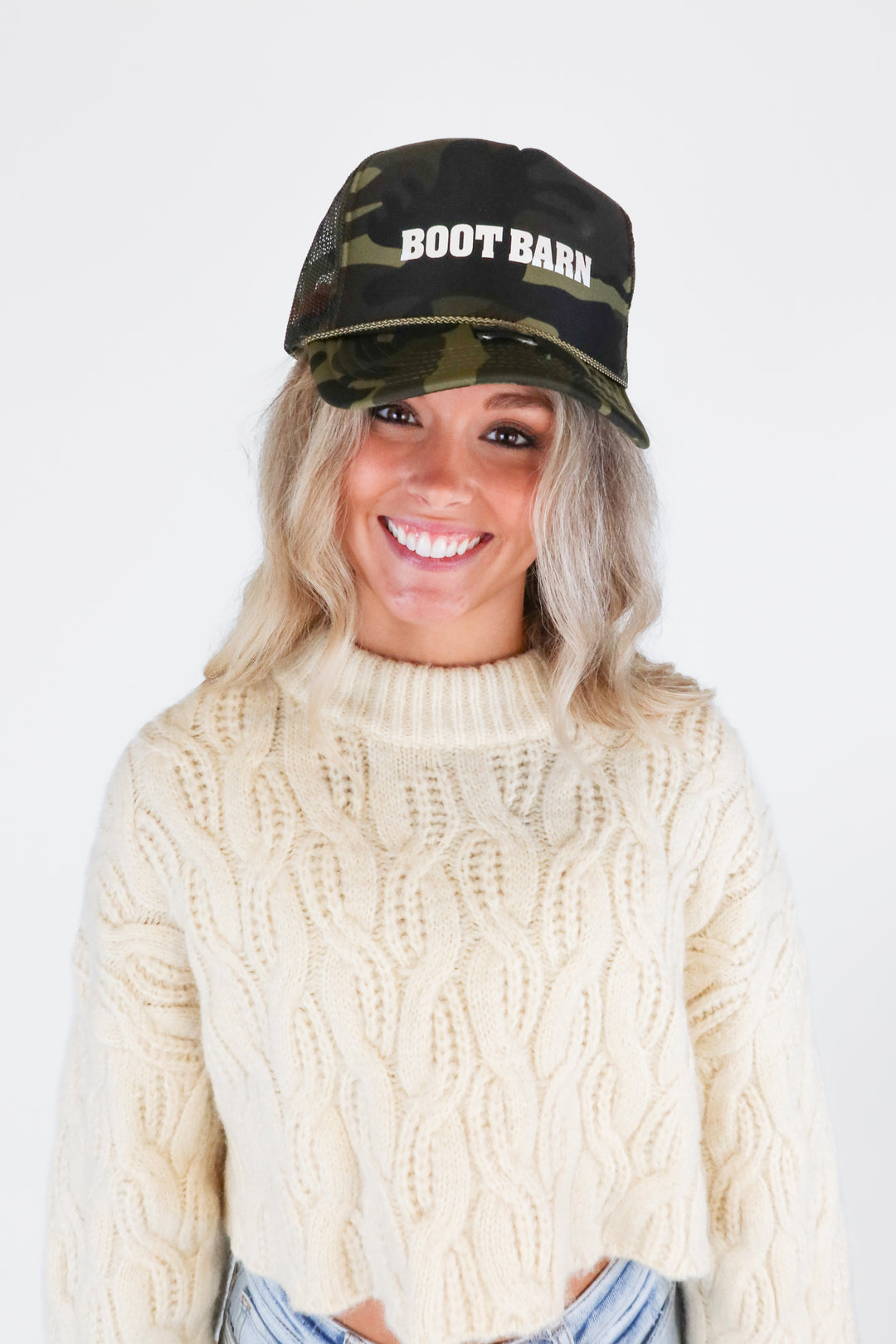 Camoflauge Boot Barn Trucker Hat NWT