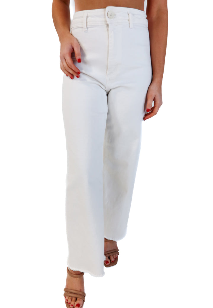 Zara white denim wide leg pants (6; retails for $45.90)
