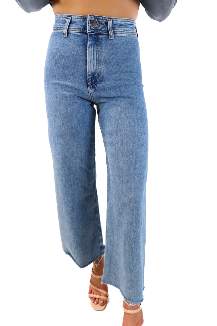 Zara light wash wide leg jeans (6; retails for $49.90)