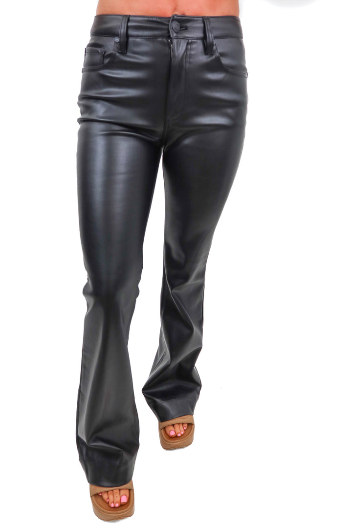 Pistola black vegan leather flare pants (24)
