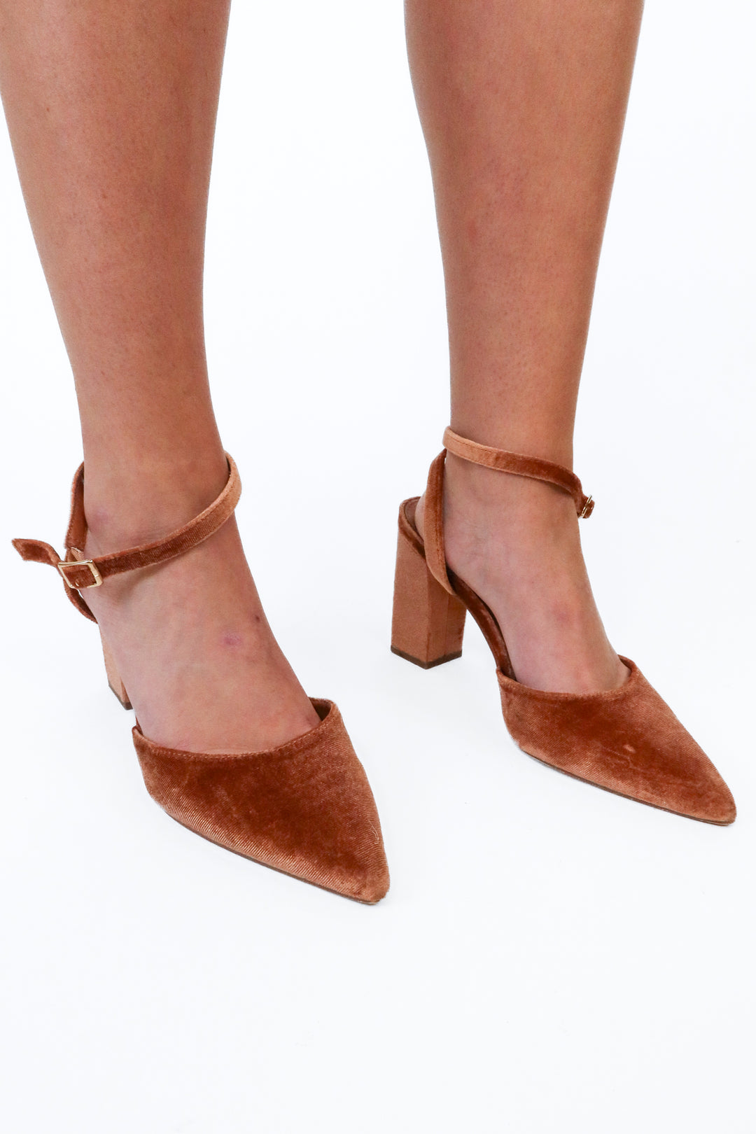 Lulus Copper Velvet Ankle Strap Heels (9)