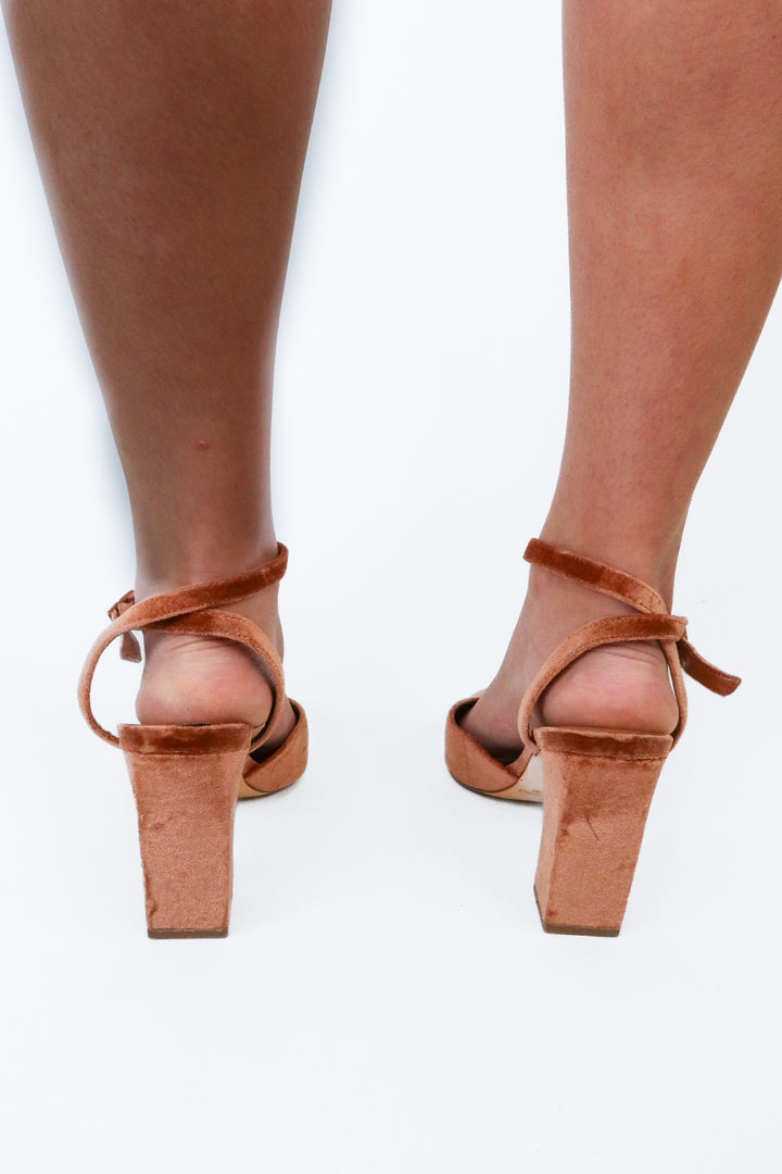 Lulus Copper Velvet Ankle Strap Heels (9)