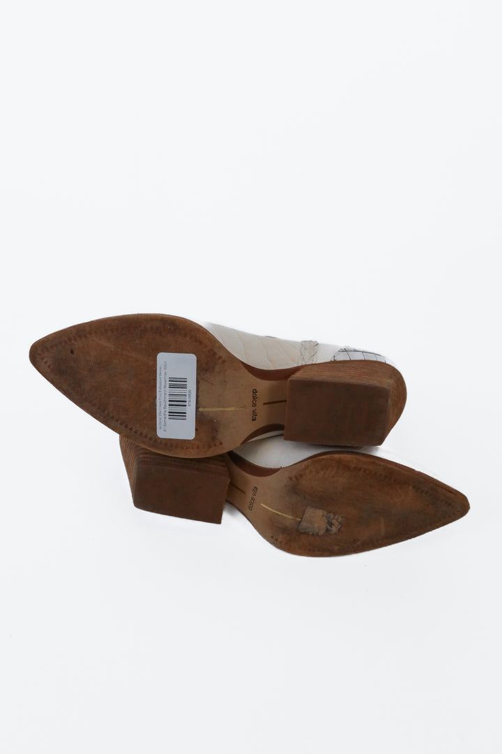 Dolce Vita Cream Croc Embossed Western Booties (9; retail $96)