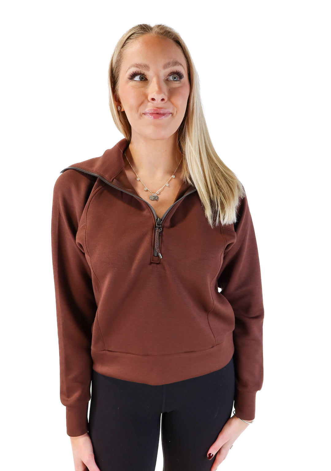 Spanx espresso half zip NWT (xs; retails for $118)