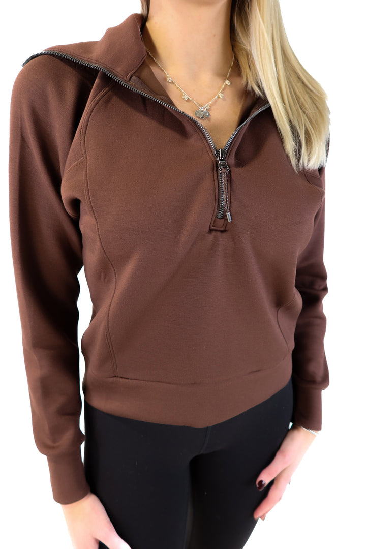 Spanx espresso half zip NWT (xs; retails for $118)
