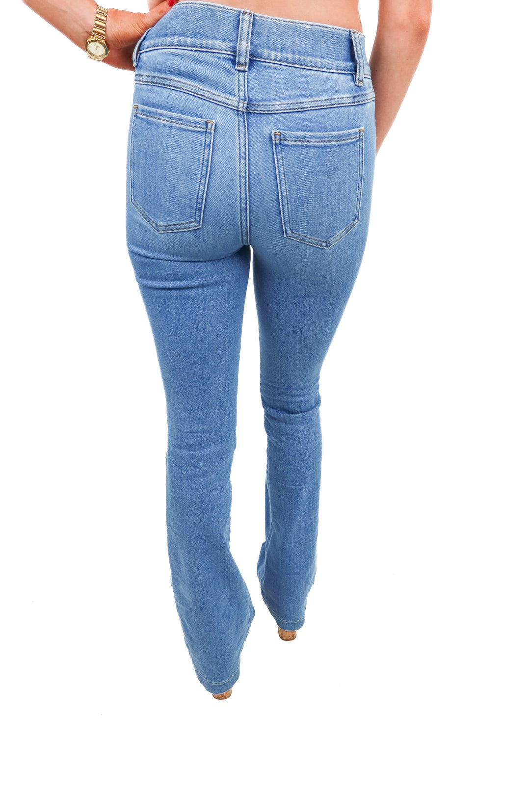 Spanx light wash flare jeans (XS; retail $148)