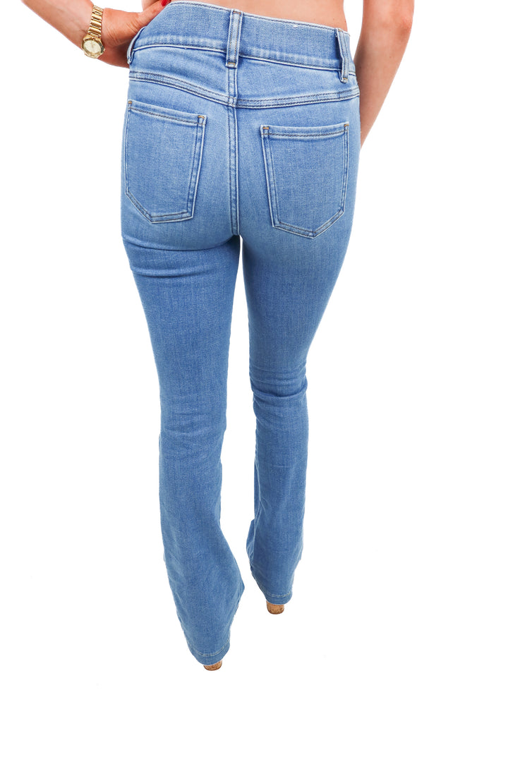 Spanx light wash flare jeans (XS; retail $148)