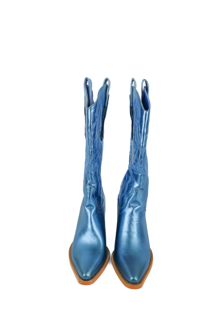 Metallic blue cowboy boots NWT (7)