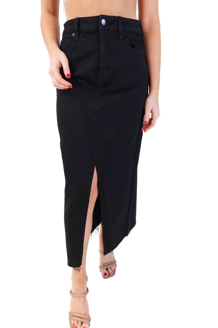 Vici black denim midi skirt (s; retails for $68)