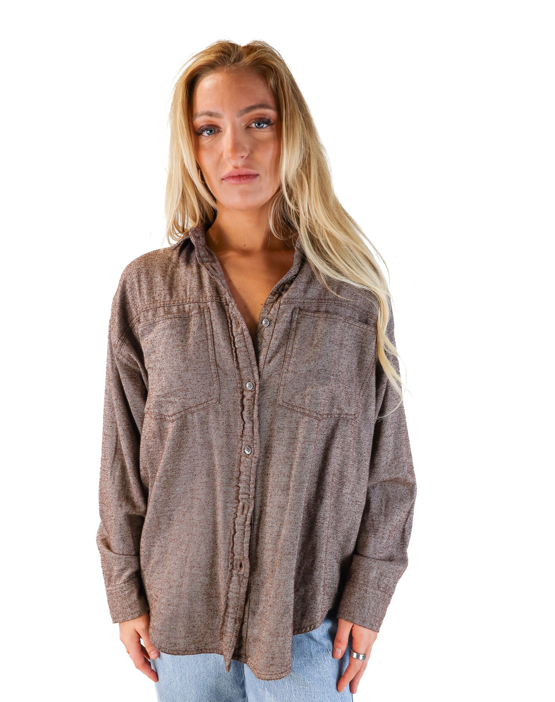 Aerie brown button up (xs; retails for $54.95)