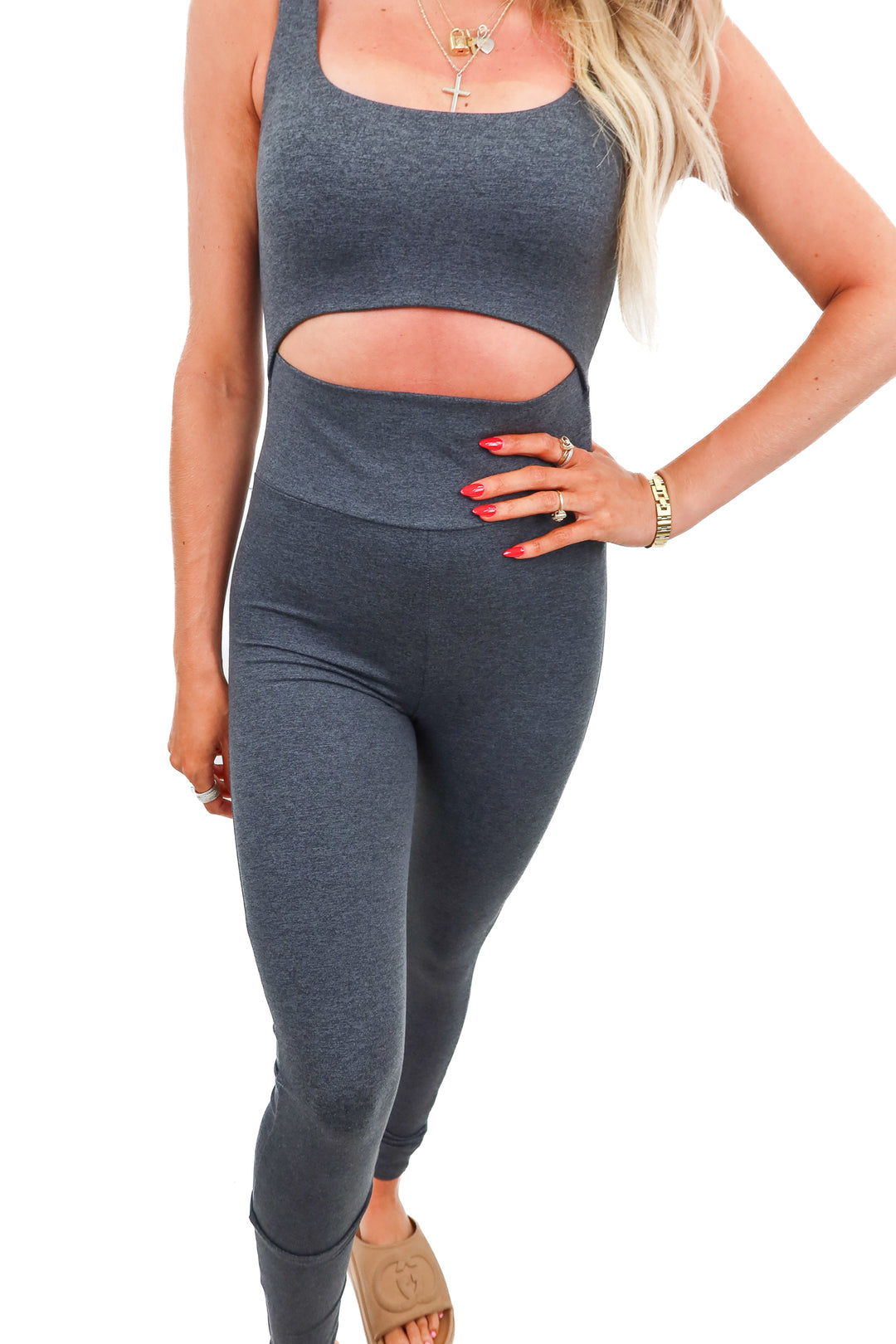 strut this grey active jumpsuit NWT (s)