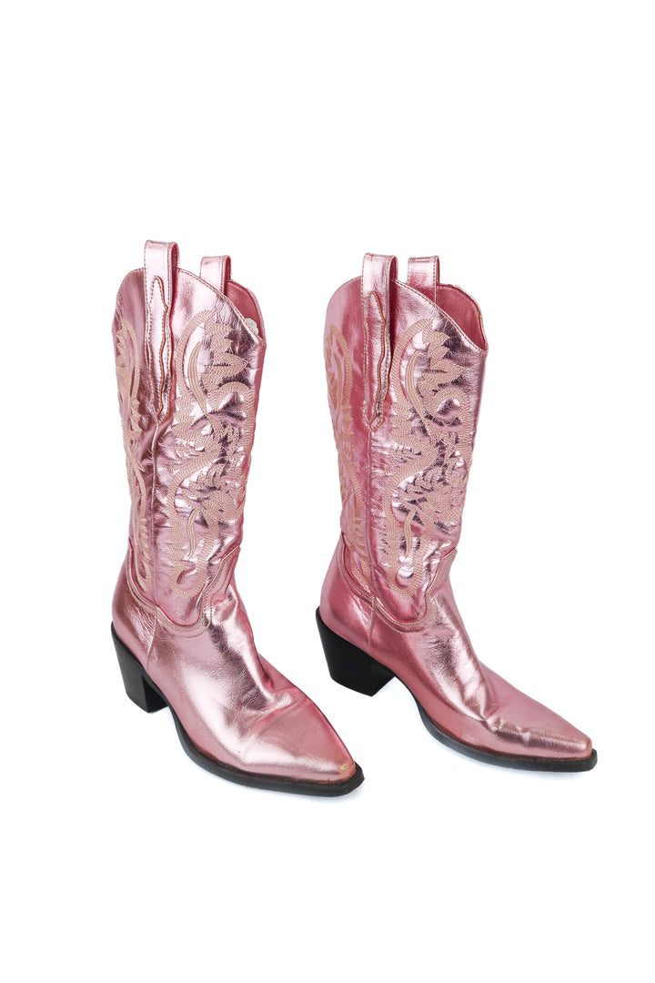 Billini pink metallic cowboy boots (7)