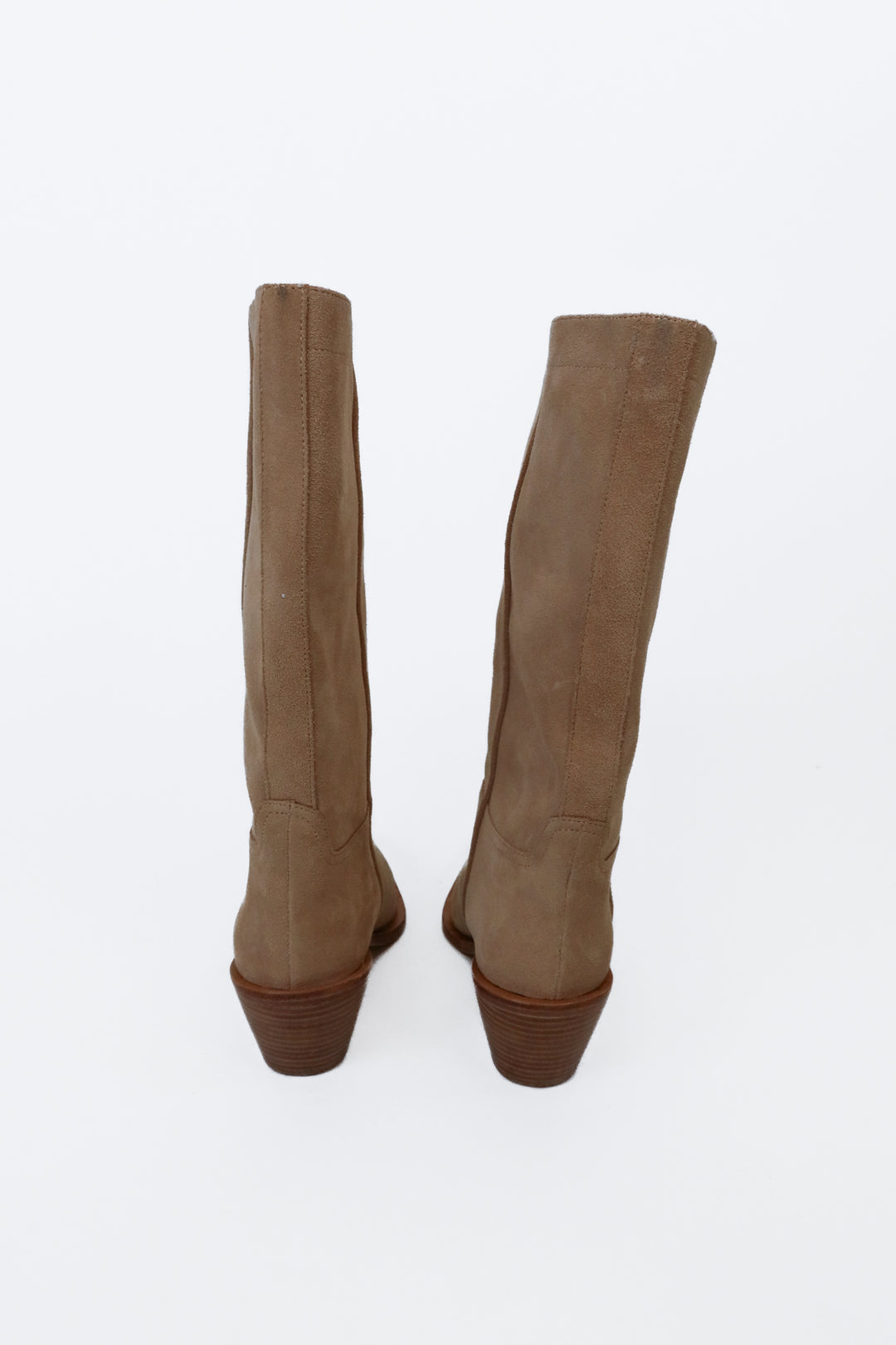LPA Tan Suede Mid-Shaft Stacked Heel Boots NWOT (7; $268)