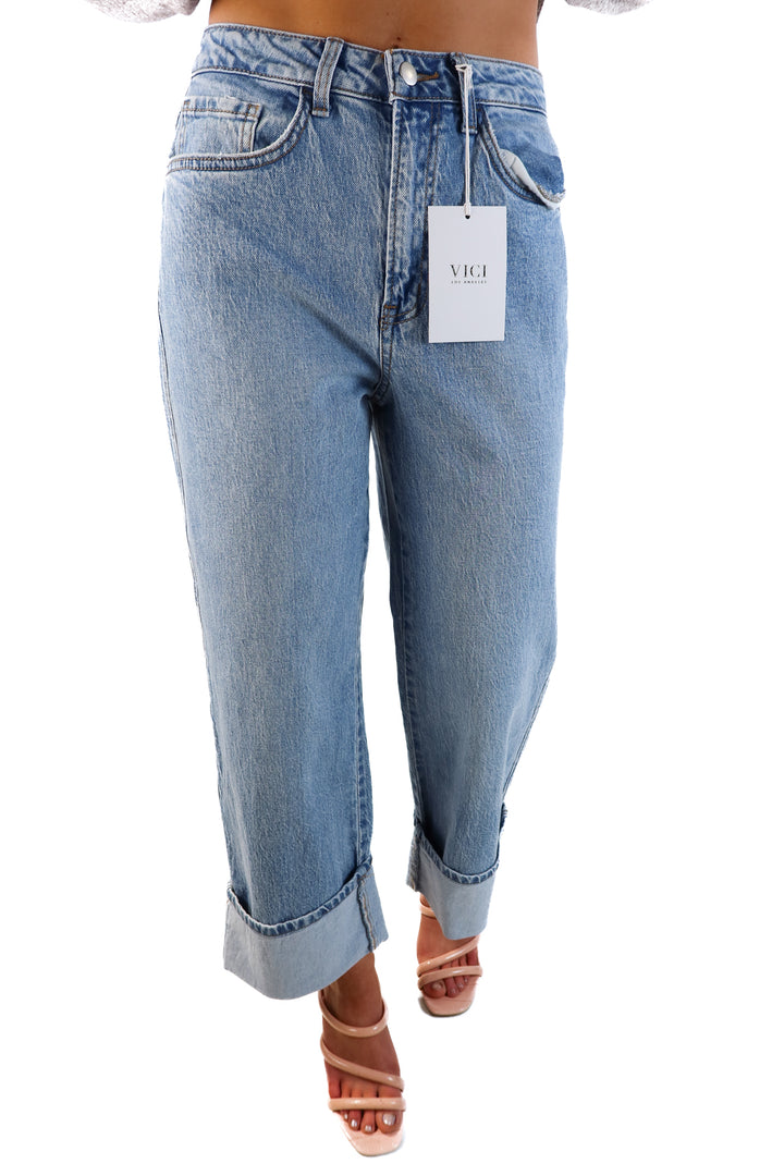 Vici light wash folded hem jeans NWT (27; retails for $74)