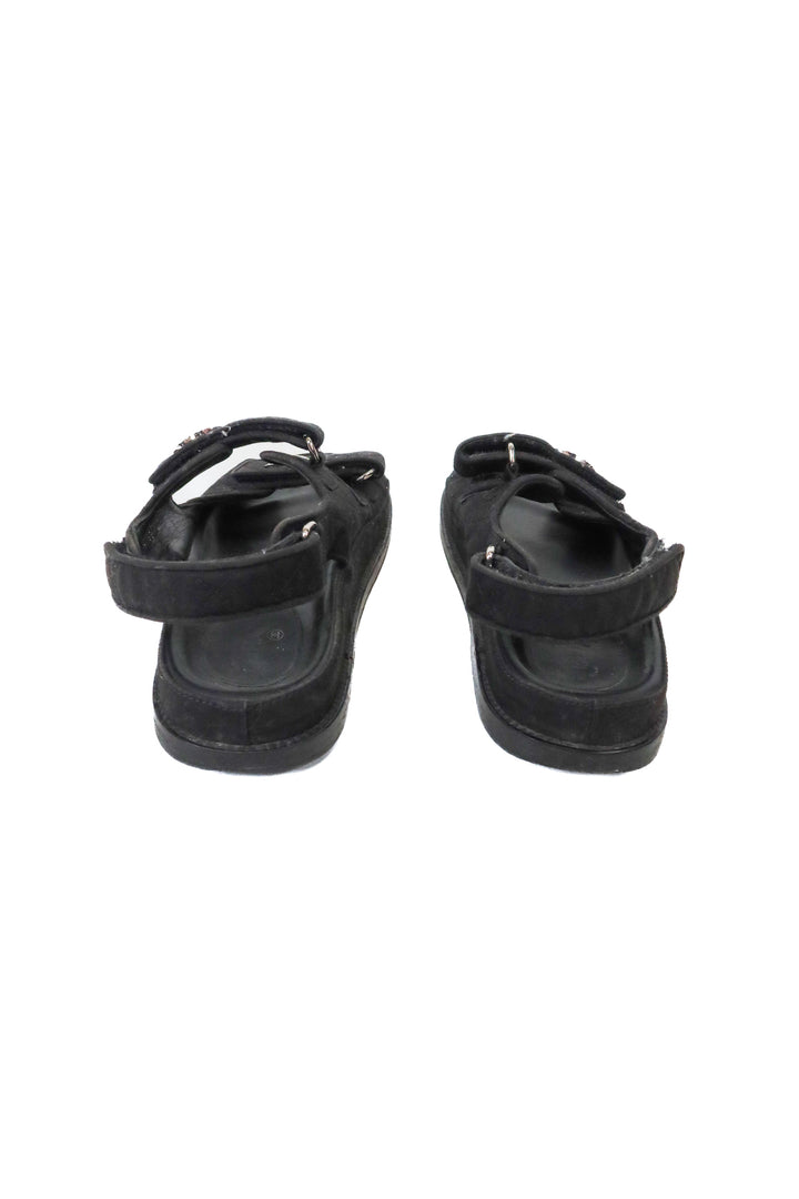 Chanel Dad Sandals, Black with Diamante CC (37; retail $2,190)*