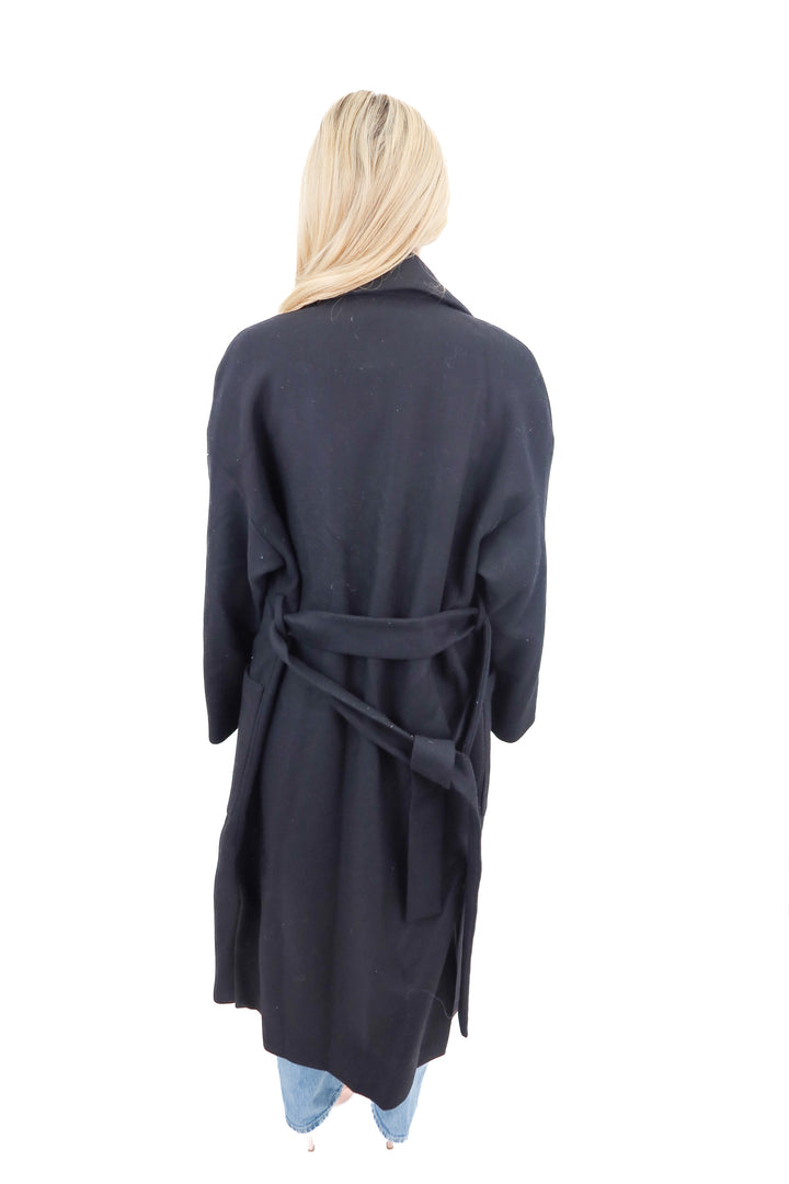 Zara black long wool coat (S)