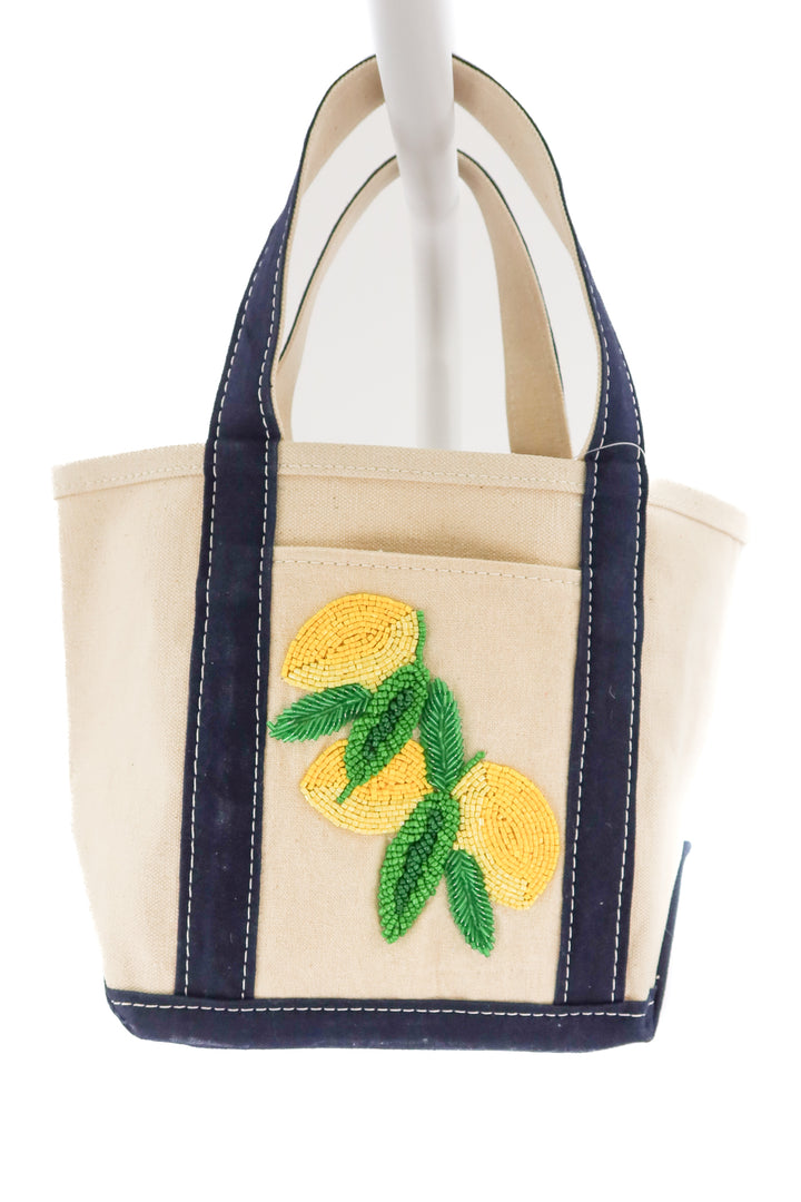 anthropologie canvas lemon purse NWT