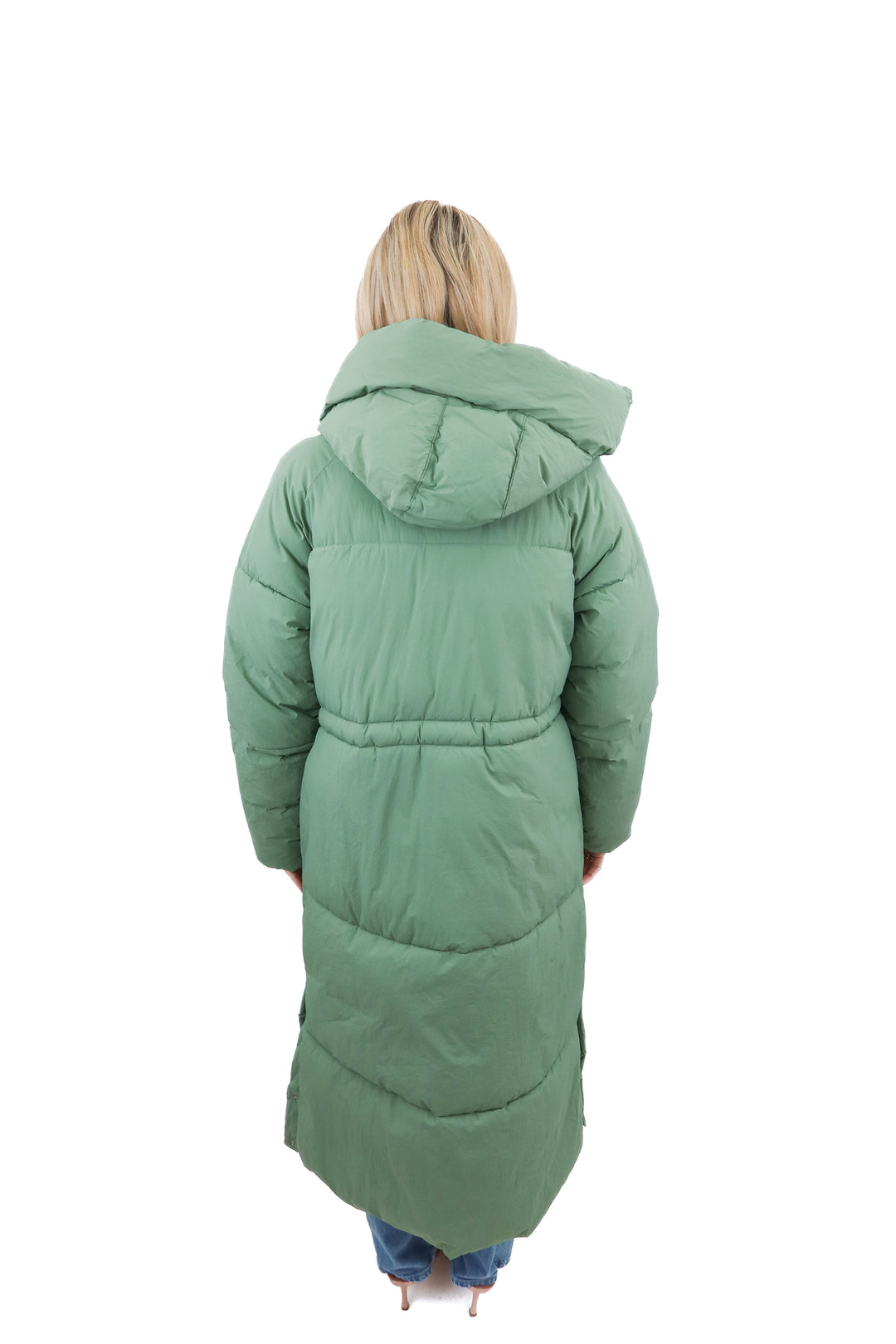 a new day sage green puffer long coat (XS)