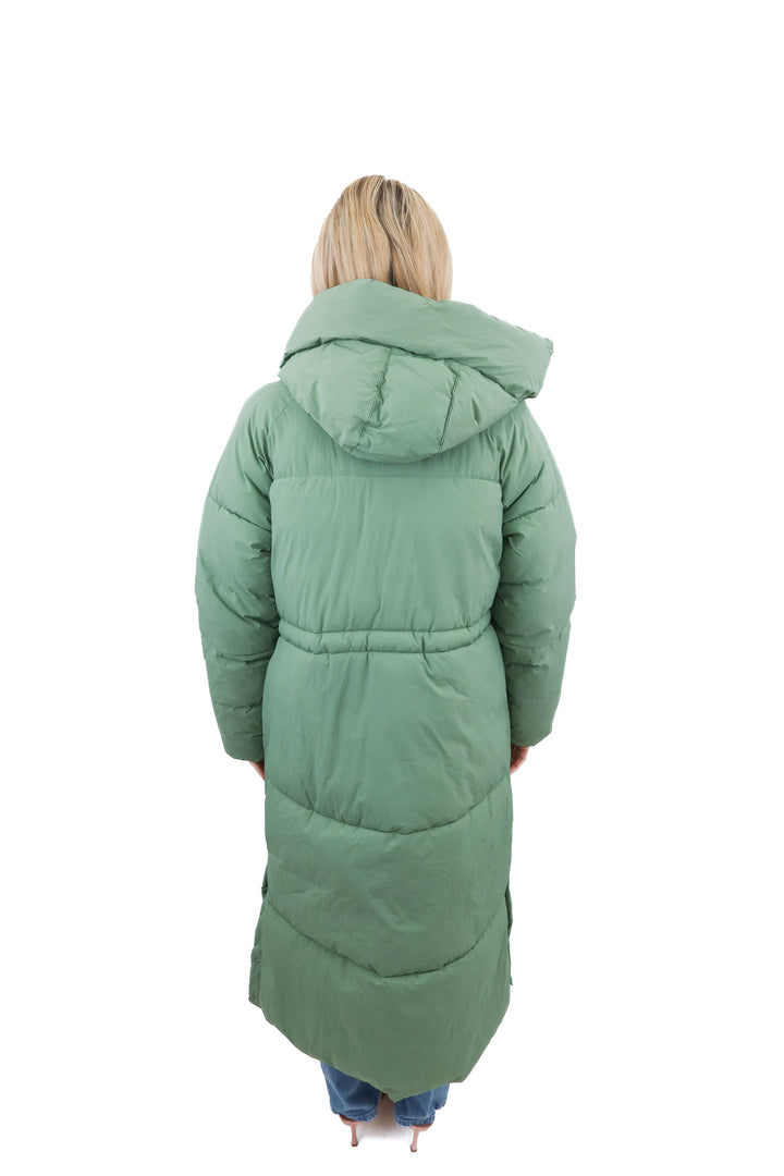 a new day sage green puffer long coat (XS)