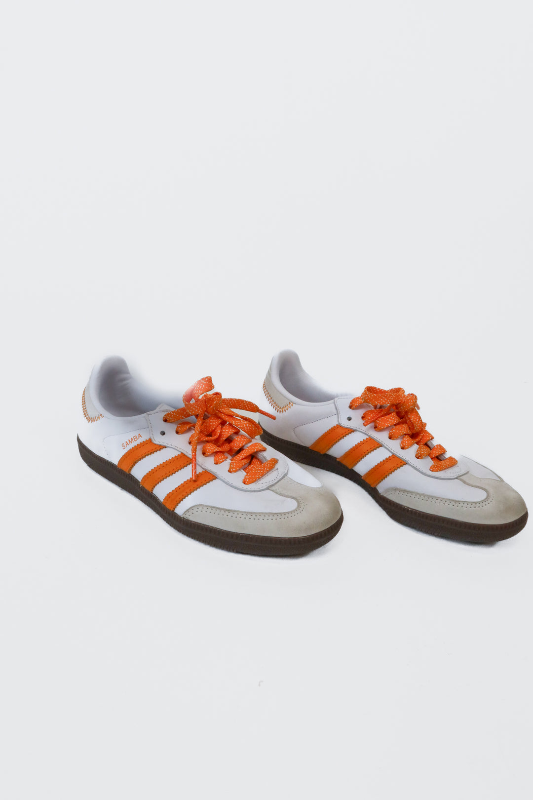 Adidas Orange/White Samba Sneakers NWOT (6; retail $100)