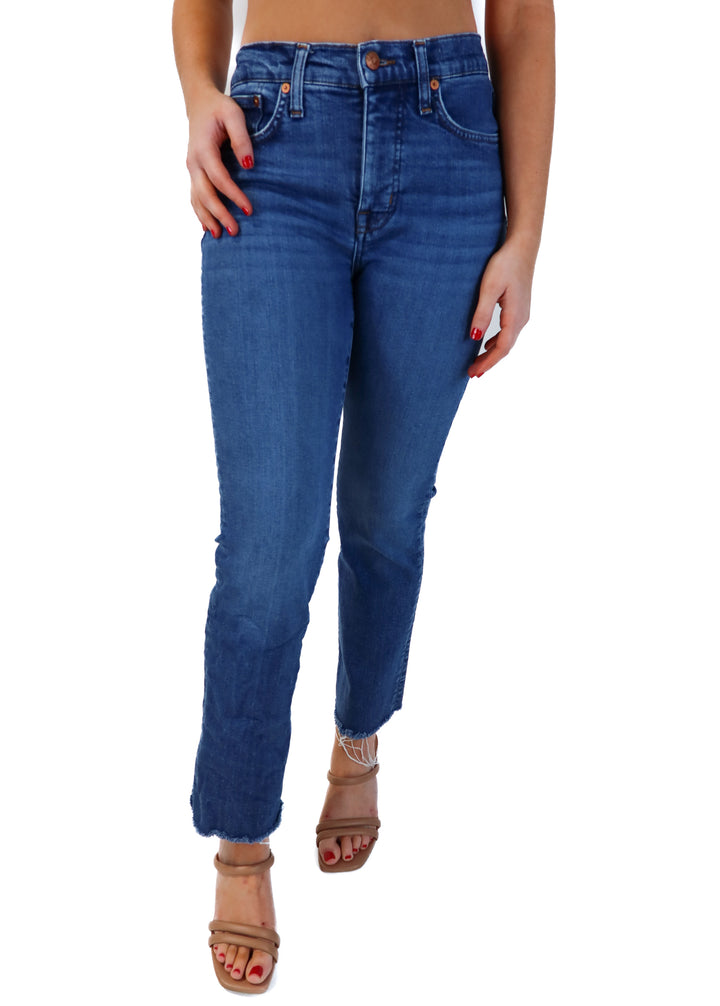 Madewell medium wash mid-rise kick out jeans (26; retails for $69.97)