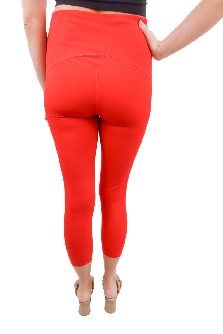 Spanx red exercise leggings (M)