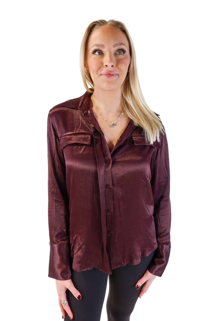 Zara Brown Silky Blouse NWT (M; retail $49.90)