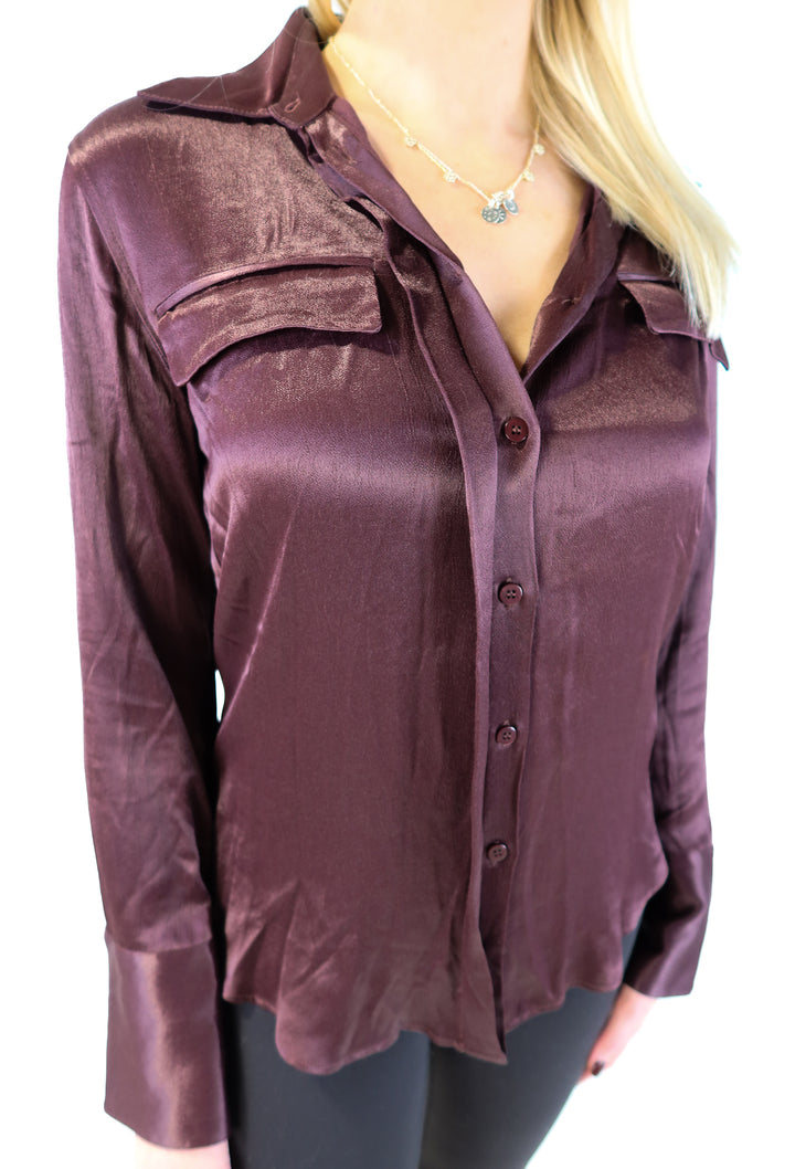 Zara Brown Silky Blouse NWT (M; retail $49.90)
