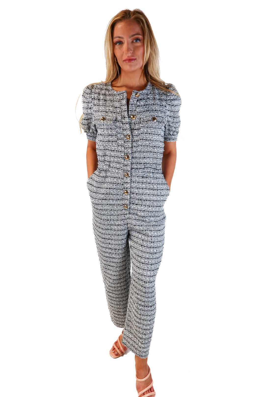 Vici black/white tweed jumpsuit NWOT (s; retails for $170)