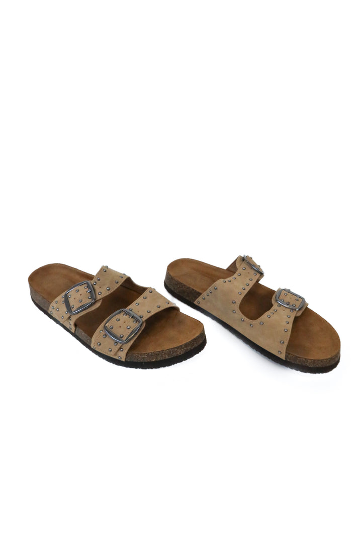 Universal Threads Tan Faux Suede Studded Sandals (7.5)