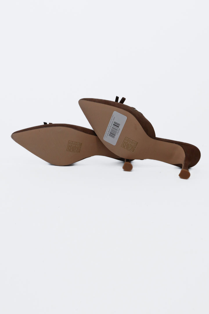 Oasis Society Cocoa Bow Studded Heel NWOT (7; Retail $70)