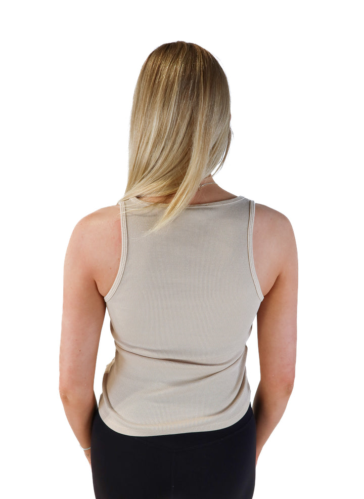 Zara Tan Ribbed Racerback Tank (M)