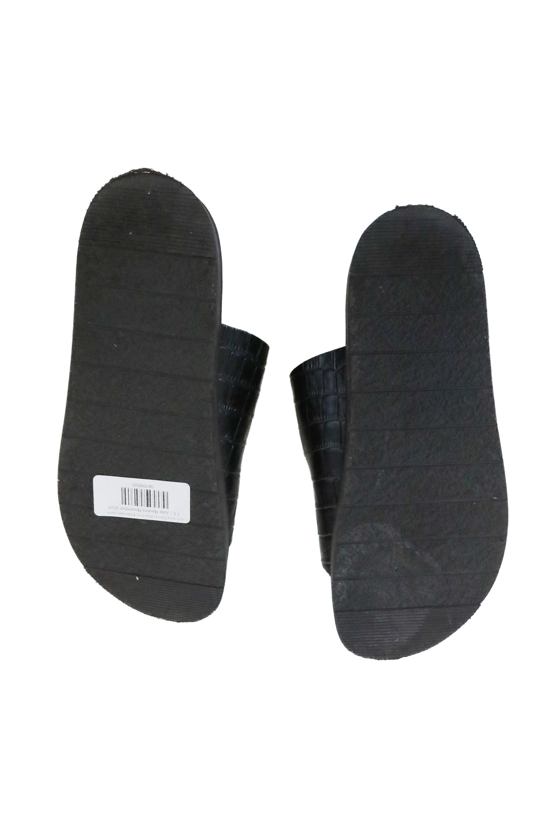 Cristina Francini Black Croc Embossed Leather Sandals (7.5)