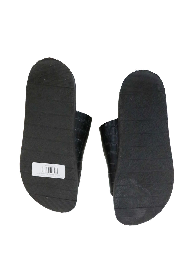 Cristina Francini Black Croc Embossed Leather Sandals (7.5)