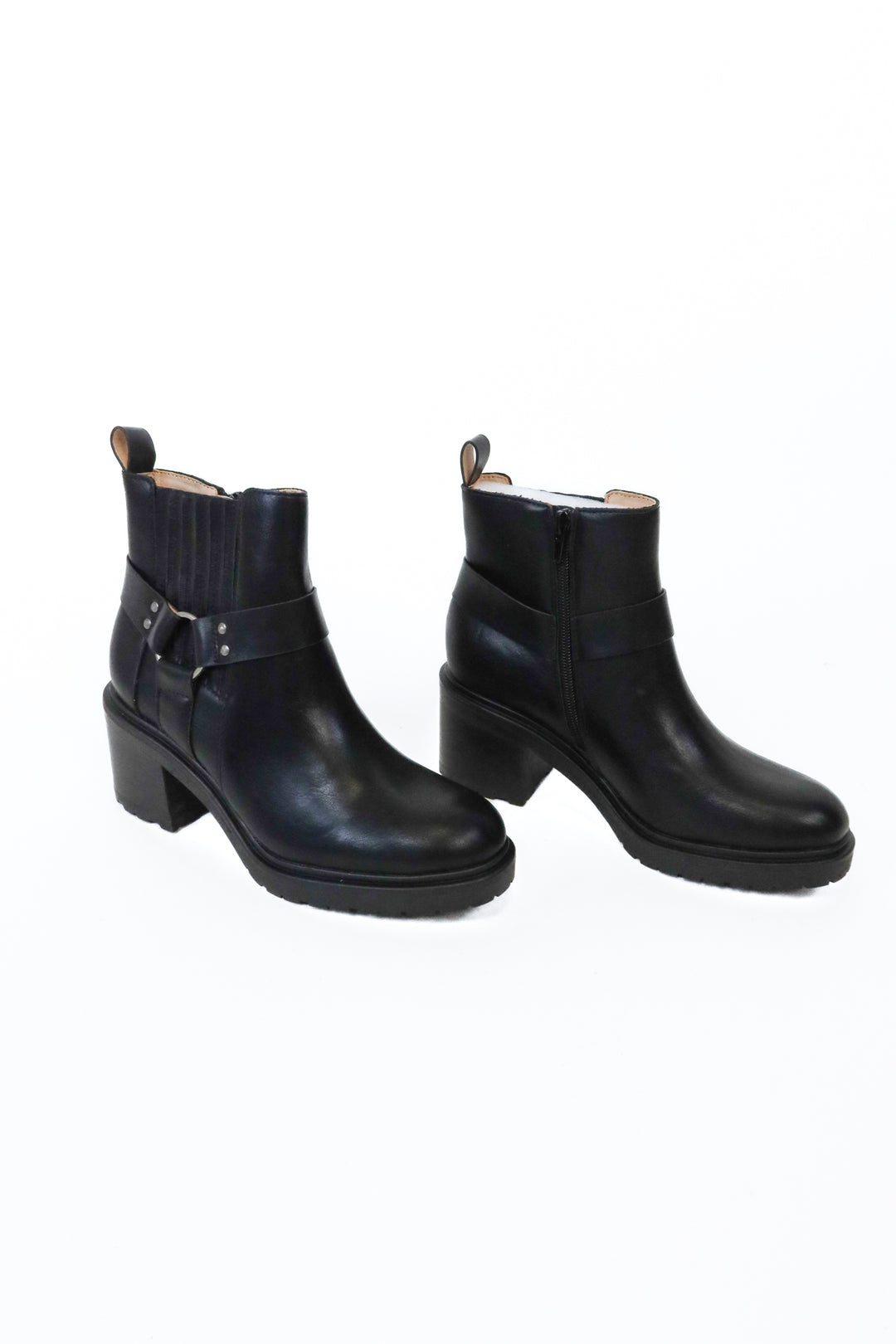 Oasis Society Black Vegan Leather Motorcycle Boots NWOT (7; $110)