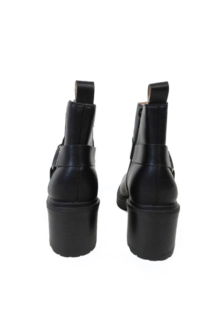 Oasis Society Black Vegan Leather Motorcycle Boots NWOT (7; $110)