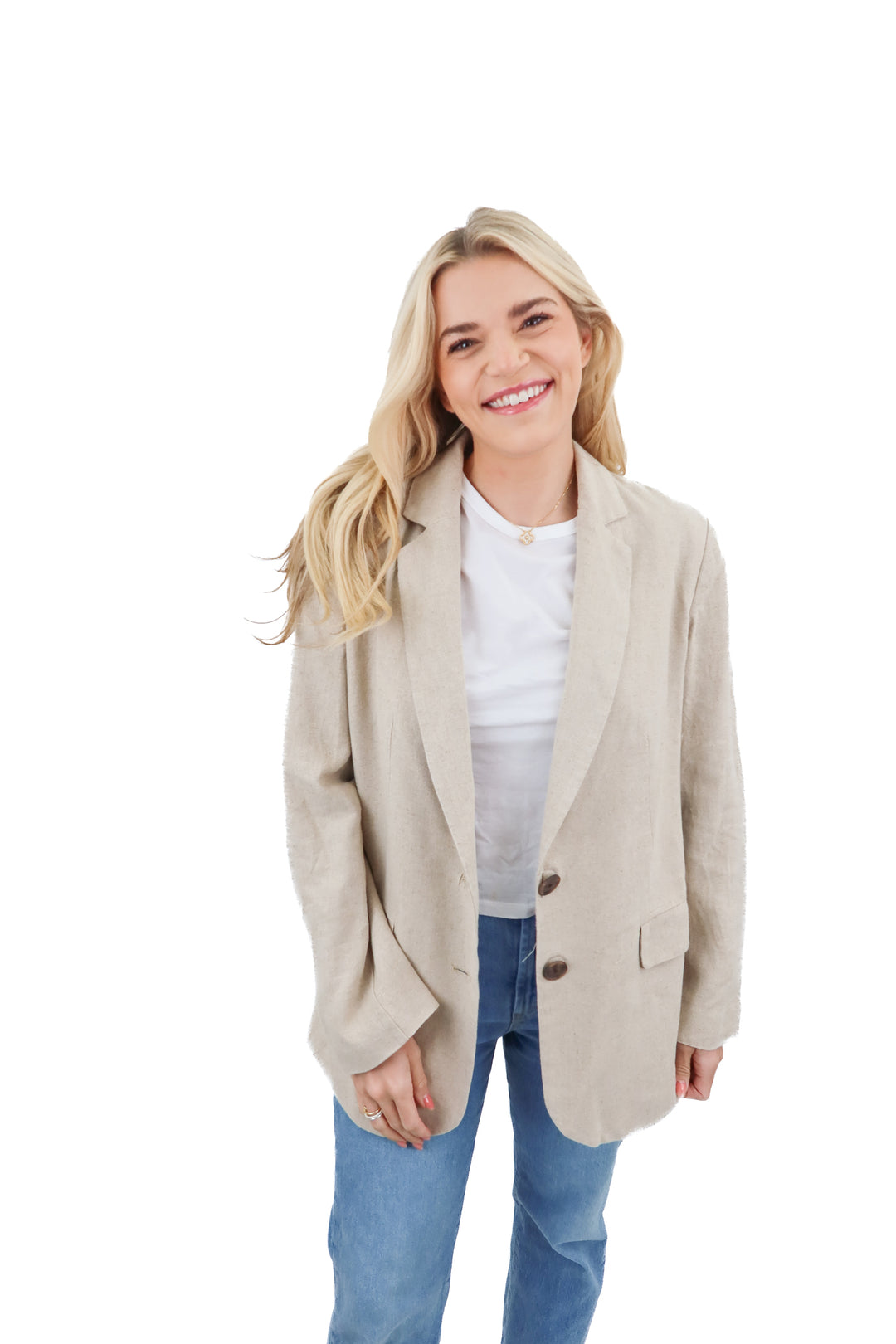 a new day beige linen oversized blazer (XS)