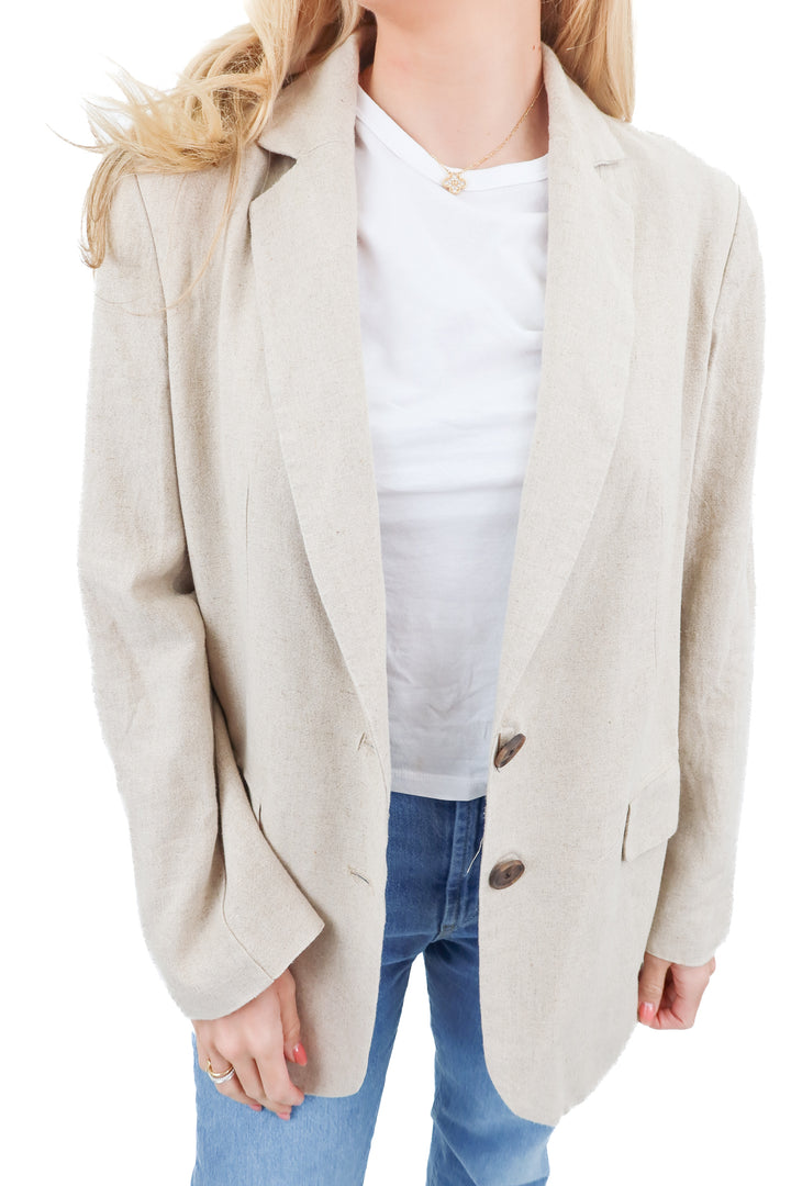 a new day beige linen oversized blazer (XS)
